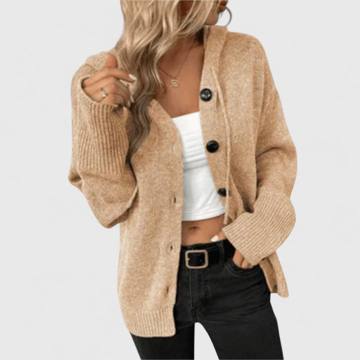 Gerdis | Dame Strikket Cardigan med Hætte - Blue - Image 5