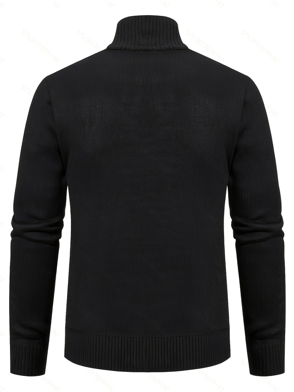 Gerold | Herre Striktrøje Lynlås Zopfmønster - Black - Image 2
