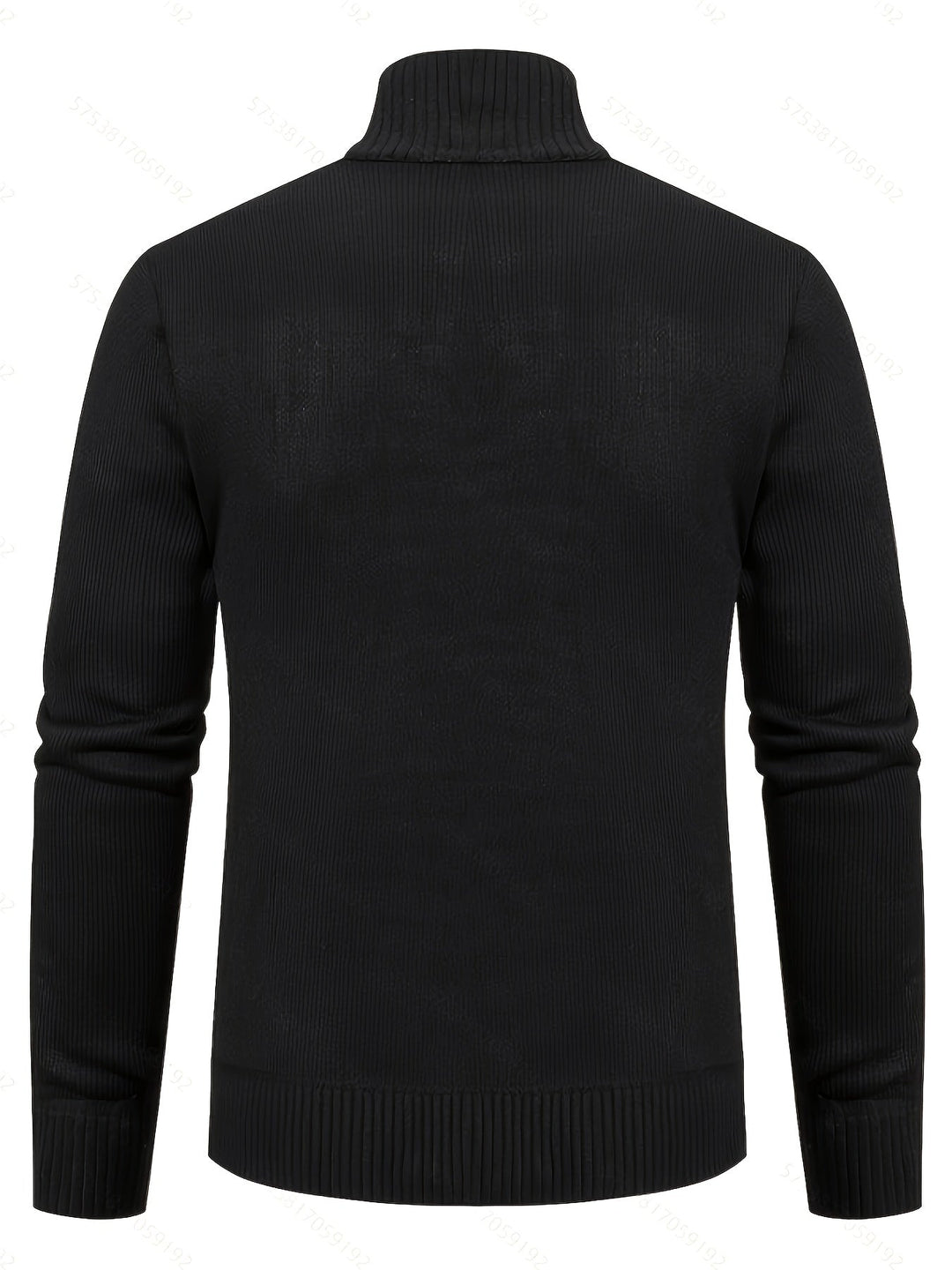 Gerold | Herre Striktrøje Lynlås Zopfmønster - Black - Image 2