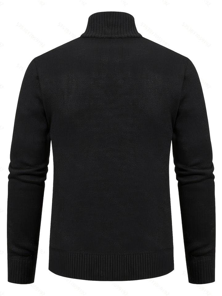 Gerold | Herre Striktrøje Lynlås Zopfmønster - Black - Image 2