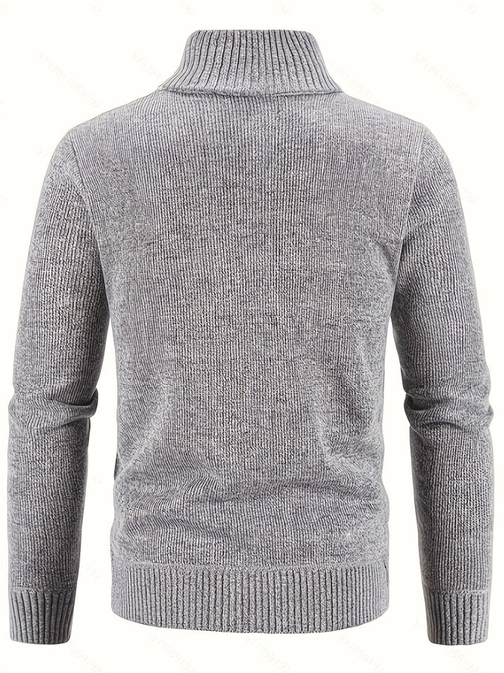 Gerold | Herre Striktrøje Lynlås Zopfmønster - Black - Image 9