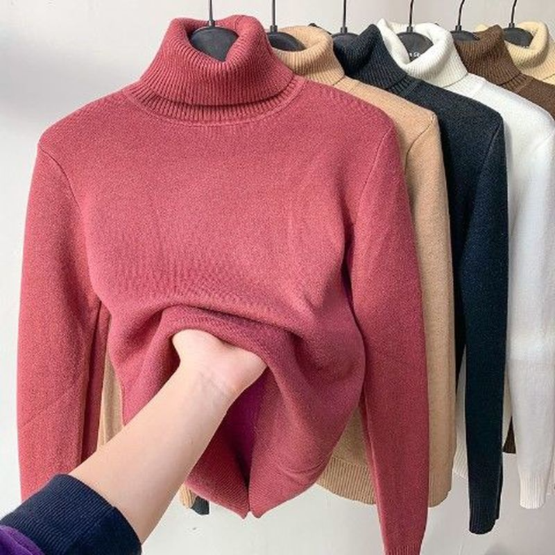 Golveen | Dame Fleeceforet Rullekravesweater - Camel - Image 6
