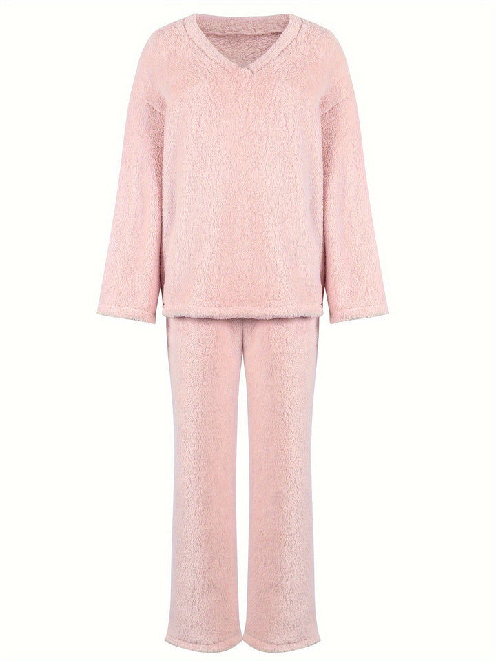 Golveen | Dame Loungeset Brede Bukser V-hals - Lilac - Image 16