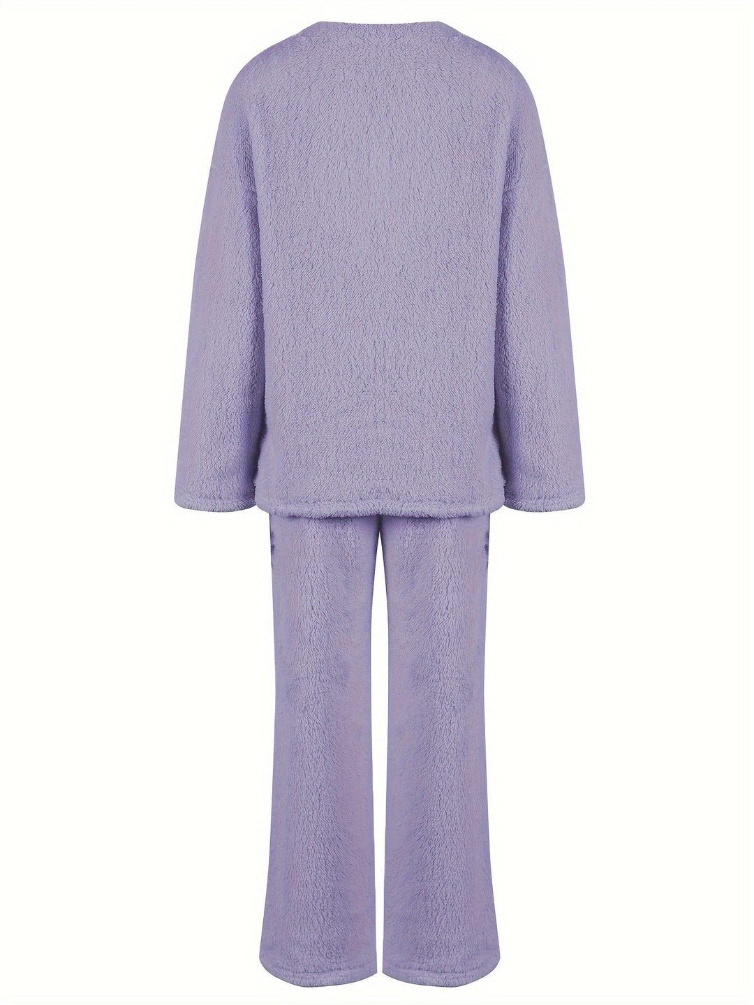 Golveen | Dame Loungeset Brede Bukser V-hals - Lilac - Image 4