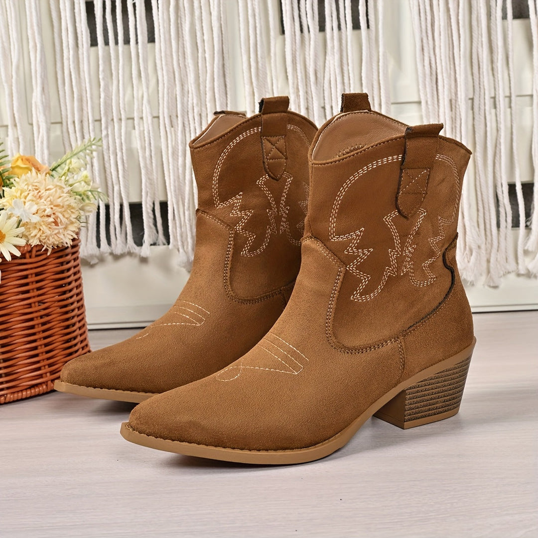 Golvrid | Dame Cowboystøvler Western Ankelstøvler - Brown - Image 7