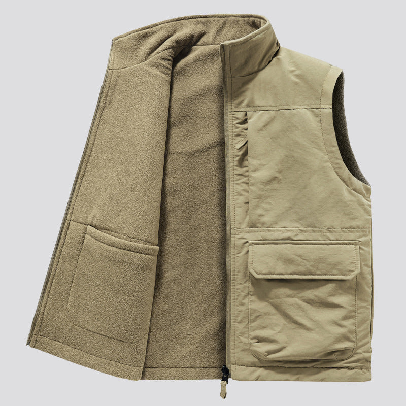 Golvsten | Herre fleecevest med lommer - Khaki - Image 1