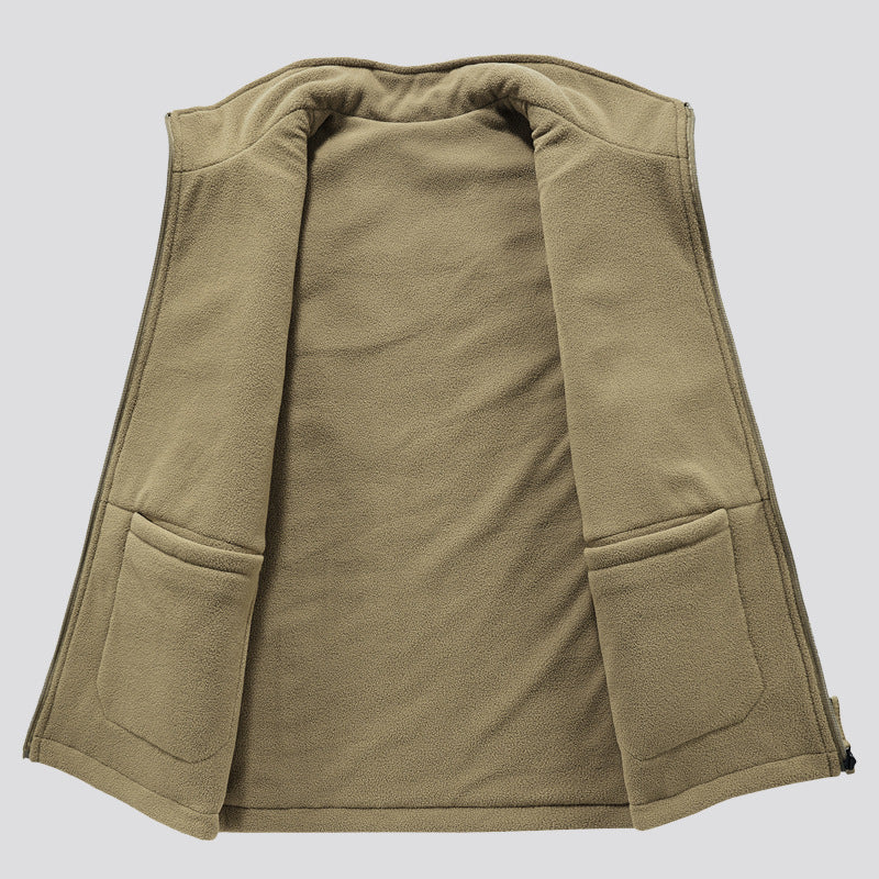 Golvsten | Herre fleecevest med lommer - Khaki - Image 2