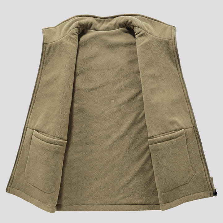 Golvsten | Herre fleecevest med lommer - Khaki - Image 2