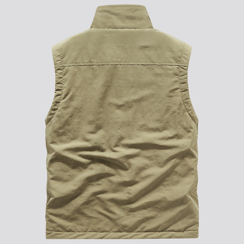 Golvsten | Herre fleecevest med lommer - Khaki - Image 3
