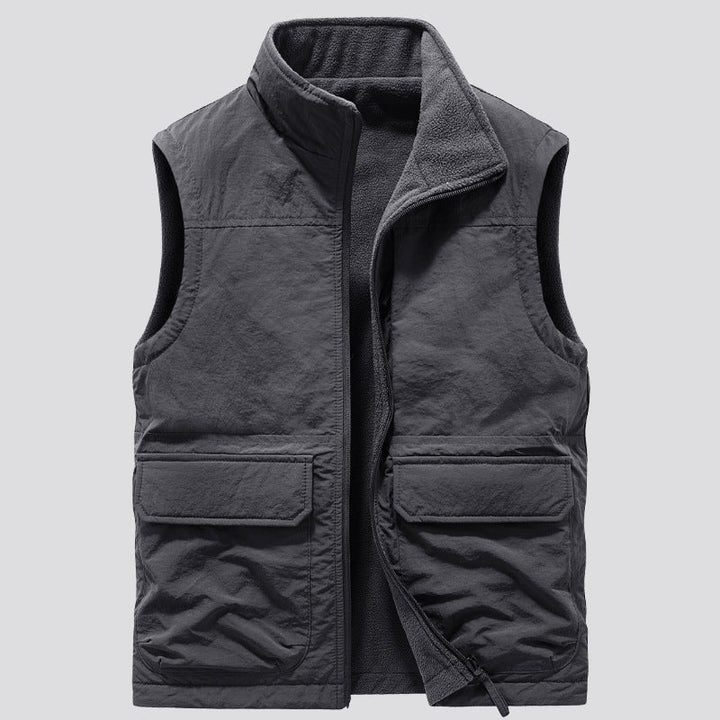 Golvsten | Herre fleecevest med lommer - Khaki - Image 6