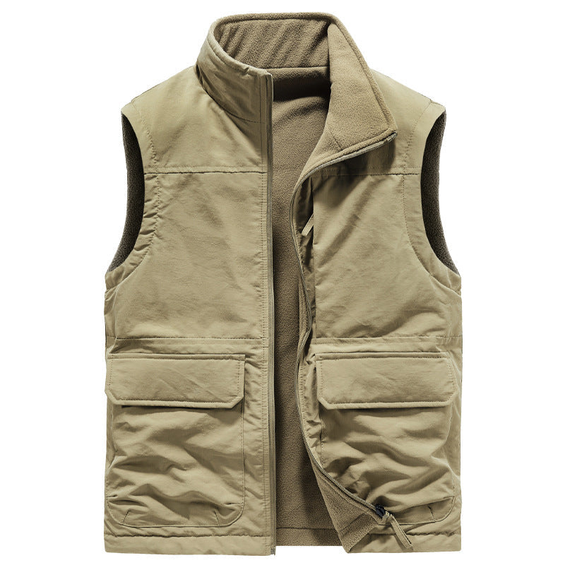 Golvsten | Herre fleecevest med lommer - Khaki - Image 8