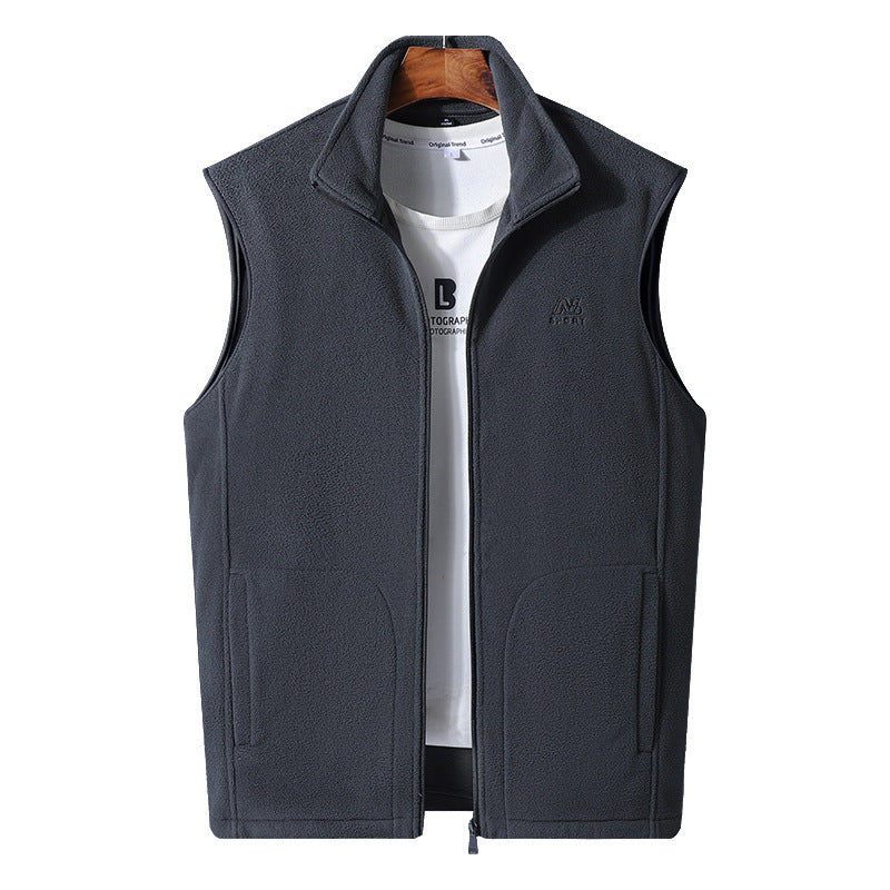 Golvsten | Herre Fleecevest Stående Krave - Dark Grey - Image 1