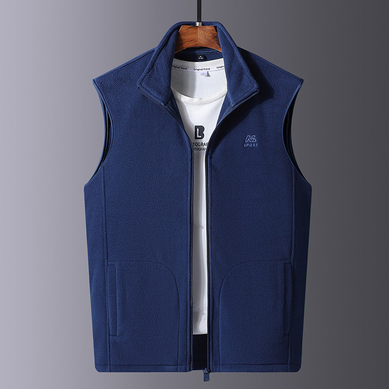 Golvsten | Herre Fleecevest Stående Krave - Dark Grey - Image 3