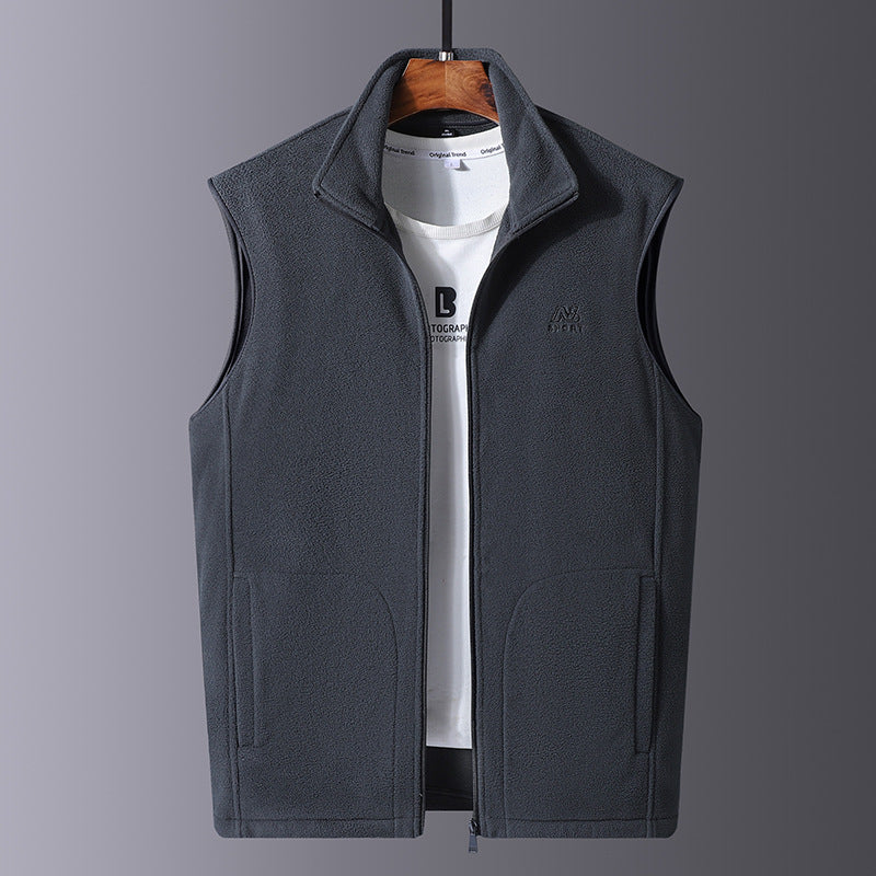 Golvsten | Herre Fleecevest Stående Krave - Dark Grey - Image 6