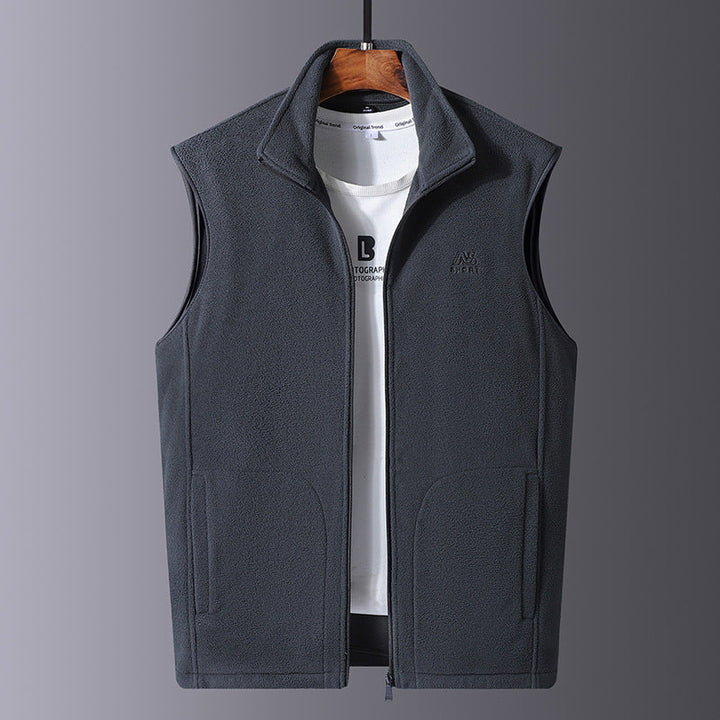 Golvsten | Herre Fleecevest Stående Krave - Dark Grey - Image 6