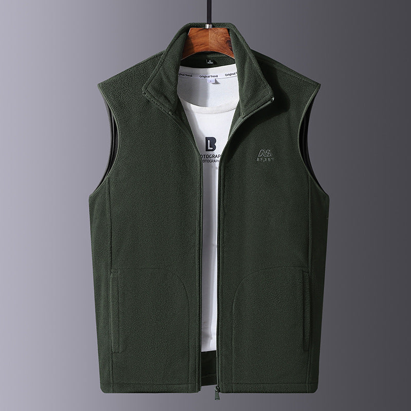 Golvsten | Herre Fleecevest Stående Krave - Dark Grey - Image 7