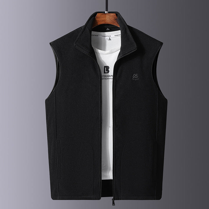 Golvsten | Herre Fleecevest Stående Krave - Dark Grey - Image 9