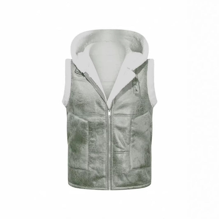 Grimkel | Herre fleece-foret vest med hætte - Grey - Image 1