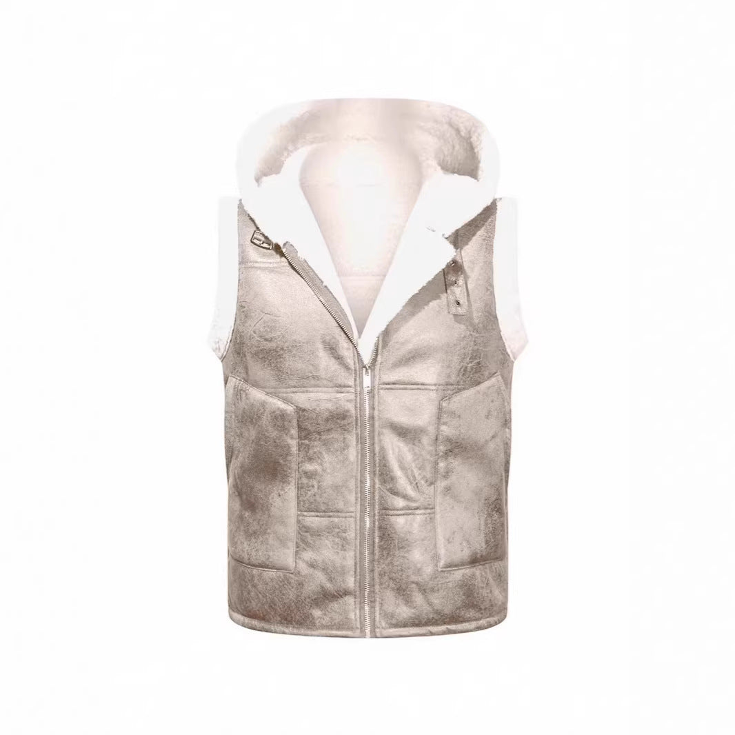 Grimkel | Herre fleece-foret vest med hætte - Grey - Image 3