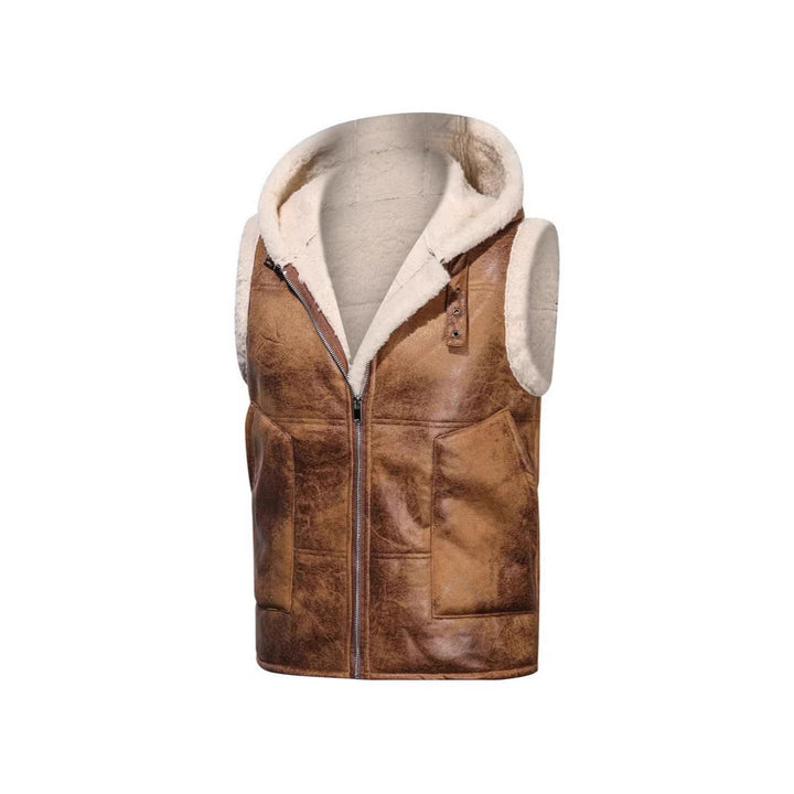 Grimkel | Herre fleece-foret vest med hætte - Grey - Image 4