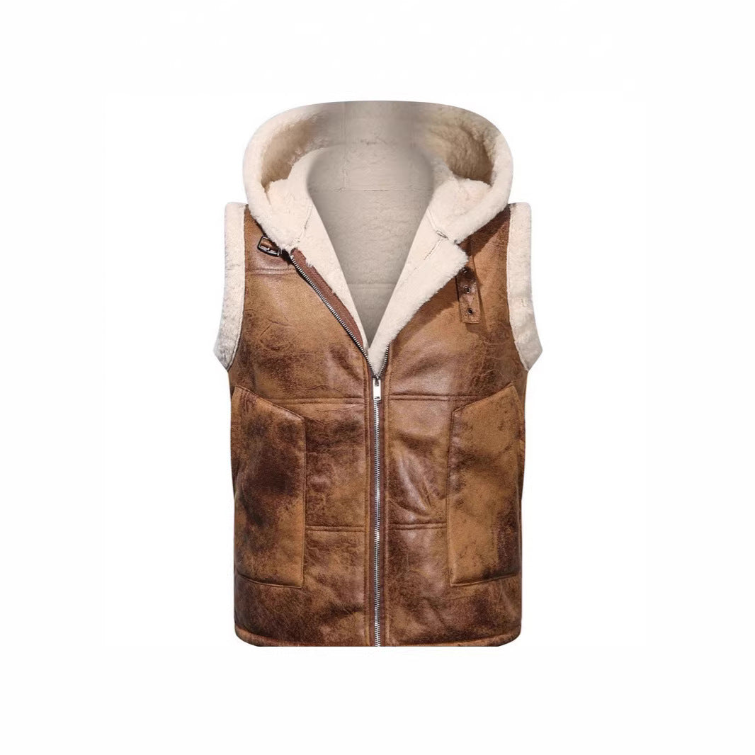 Grimkel | Herre fleece-foret vest med hætte - Grey - Image 5