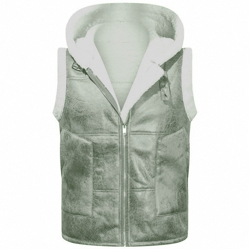 Grimkel | Herre fleece-foret vest med hætte - Grey - Image 6