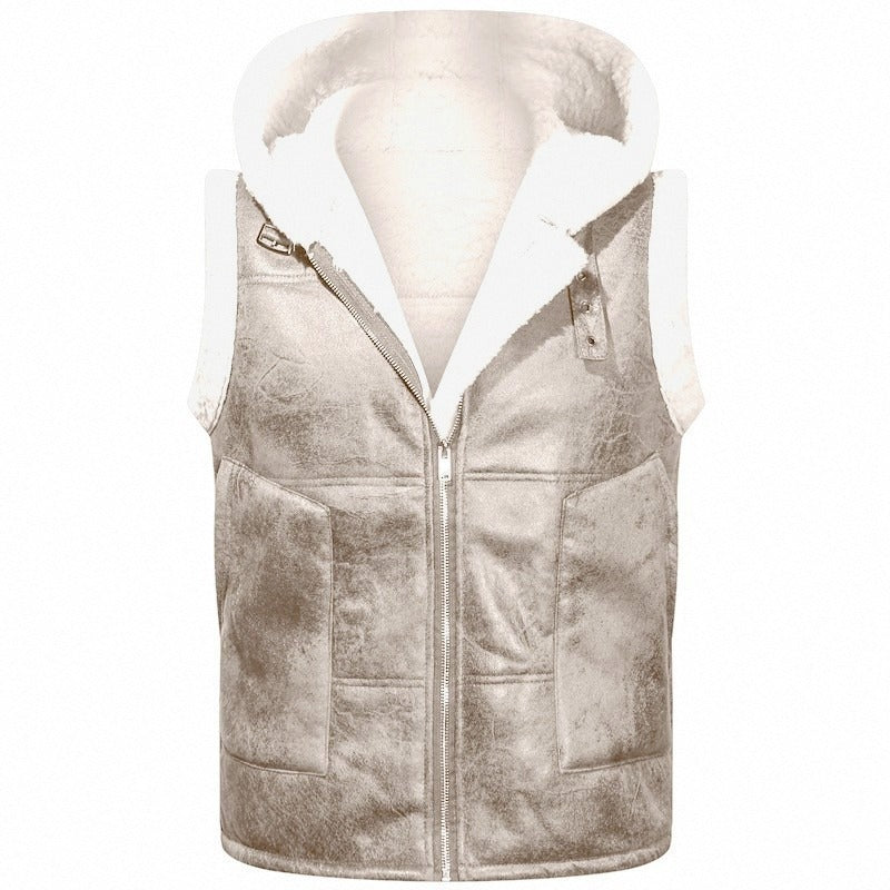 Grimkel | Herre fleece-foret vest med hætte - Grey - Image 7