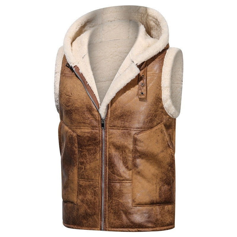Grimkel | Herre fleece-foret vest med hætte - Grey - Image 8