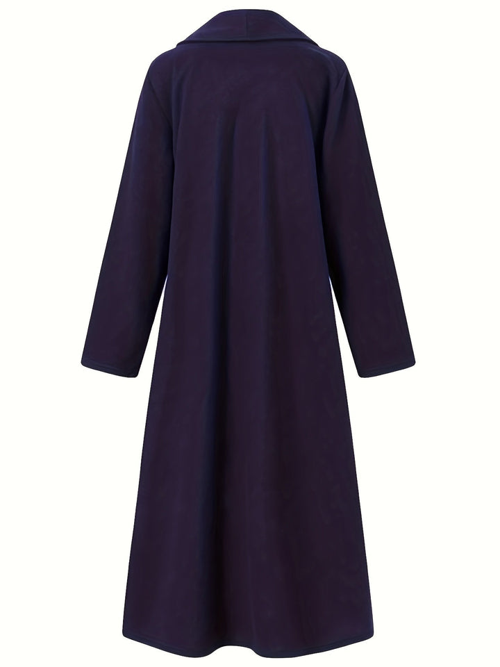 Gunnhild | Dame Lang Frakke Åben Front - Olive Green - Image 13
