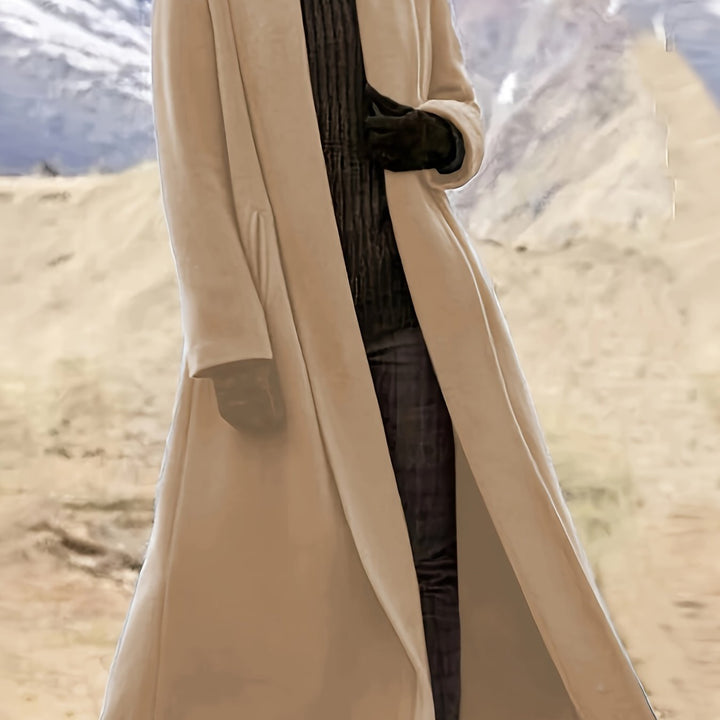 Gunnhild | Dame Lang Frakke Åben Front - Olive Green - Image 14