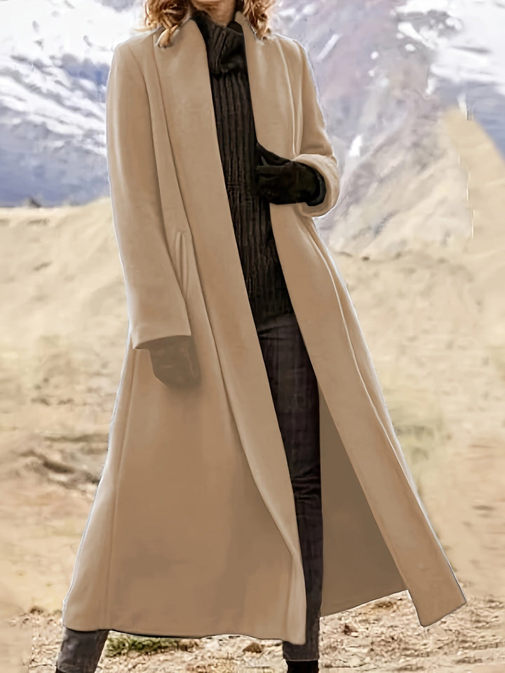Gunnhild | Dame Lang Frakke Åben Front - Olive Green - Image 15