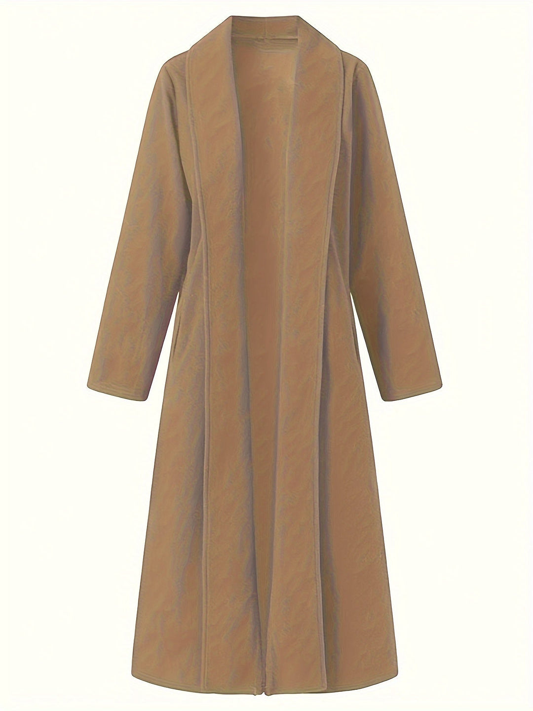 Gunnhild | Dame Lang Frakke Åben Front - Olive Green - Image 16