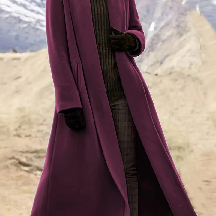 Gunnhild | Dame Lang Frakke Åben Front - Olive Green - Image 18