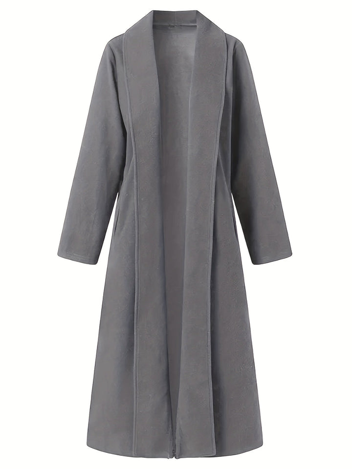 Gunnhild | Dame Lang Frakke Åben Front - Olive Green - Image 24