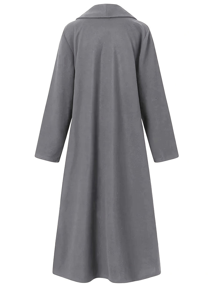 Gunnhild | Dame Lang Frakke Åben Front - Olive Green - Image 25