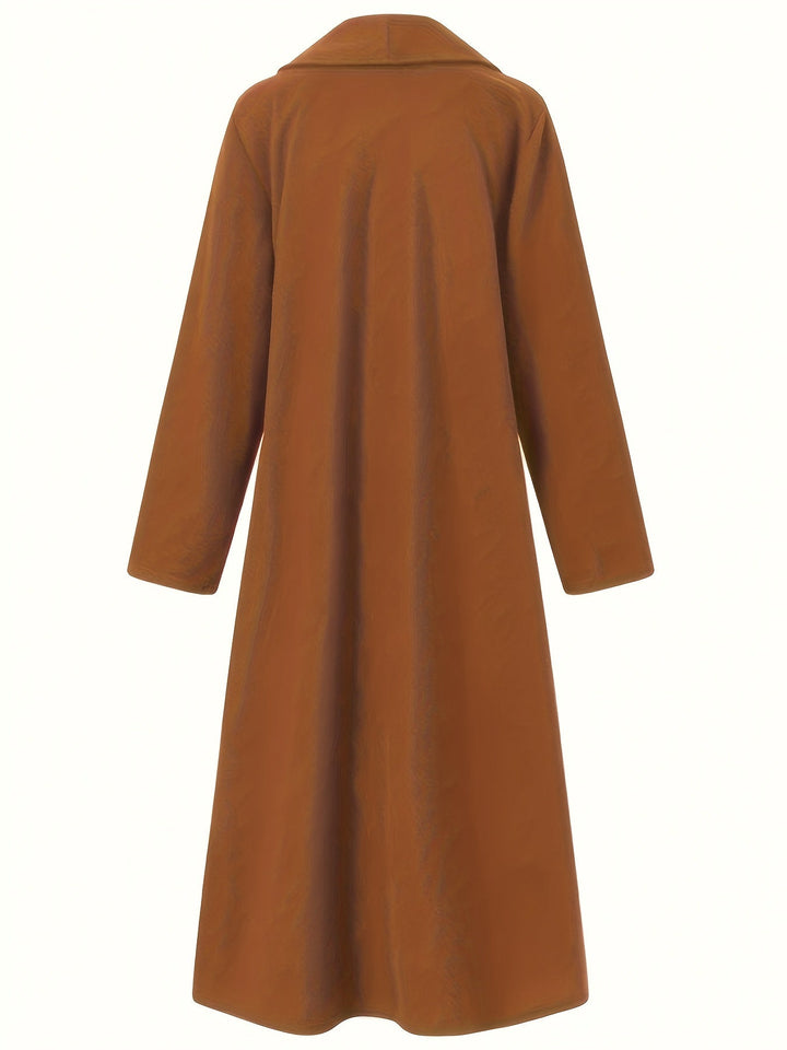 Gunnhild | Dame Lang Frakke Åben Front - Olive Green - Image 29