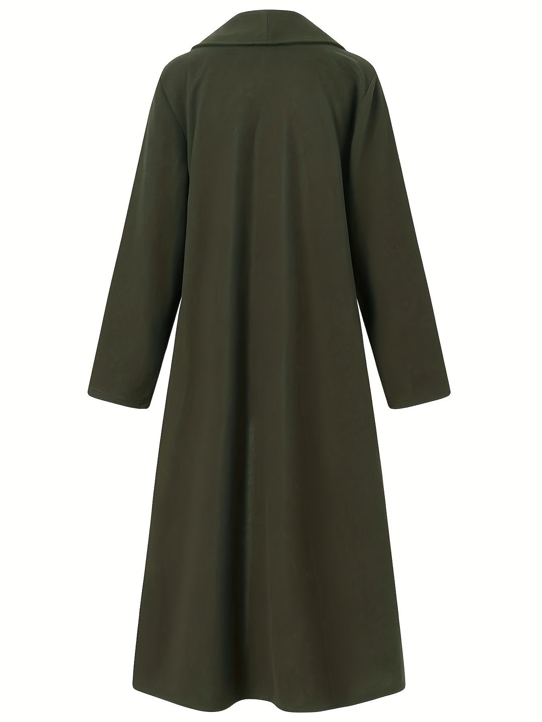 Gunnhild | Dame Lang Frakke Åben Front - Olive Green - Image 4