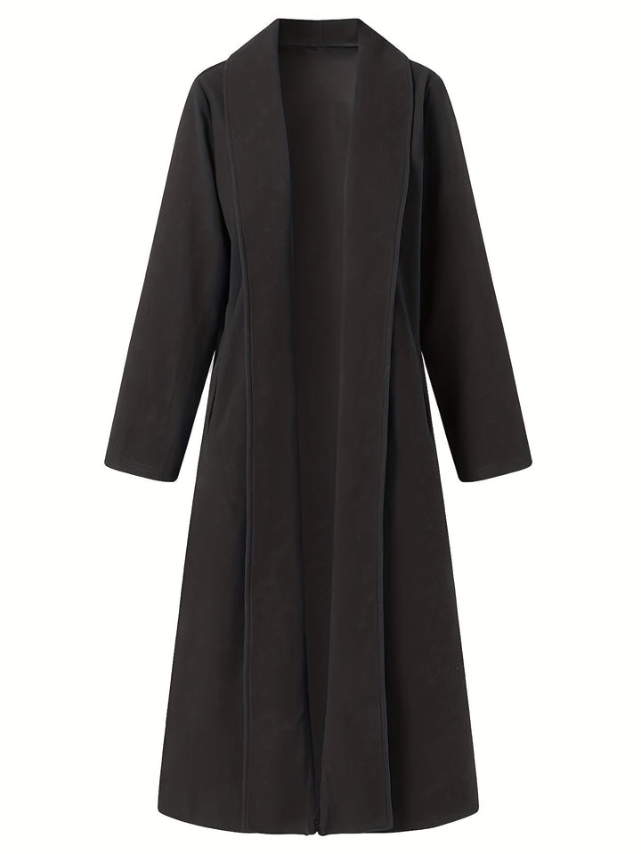Gunnhild | Dame Lang Frakke Åben Front - Olive Green - Image 8
