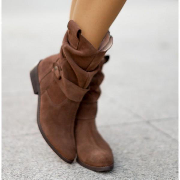 Halvdora | Dame Støvletter Slouch Blokhæl - Beige - Image 12
