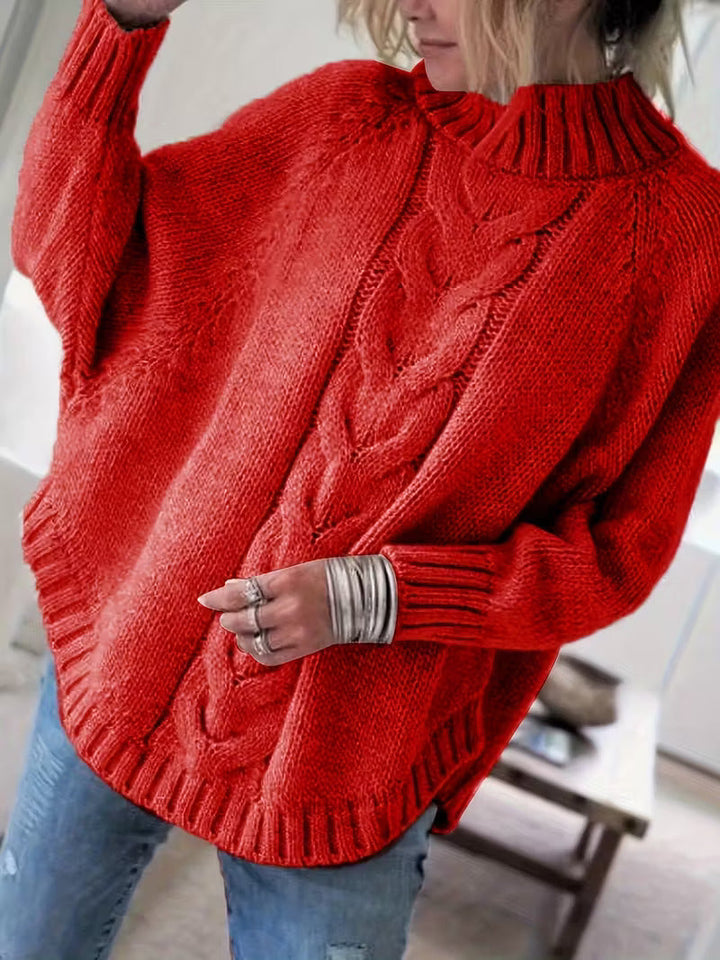 Halvine | Dame Oversized Strik Sweater med Rullekrave - Beige - Image 5