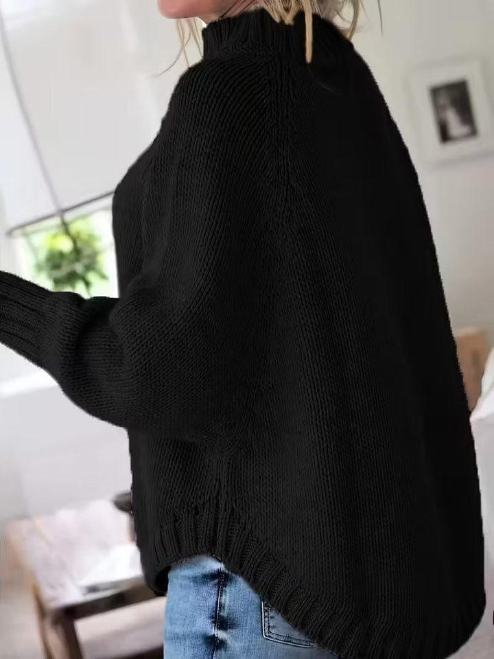 Halvine | Dame Oversized Strik Sweater med Rullekrave - Beige - Image 9