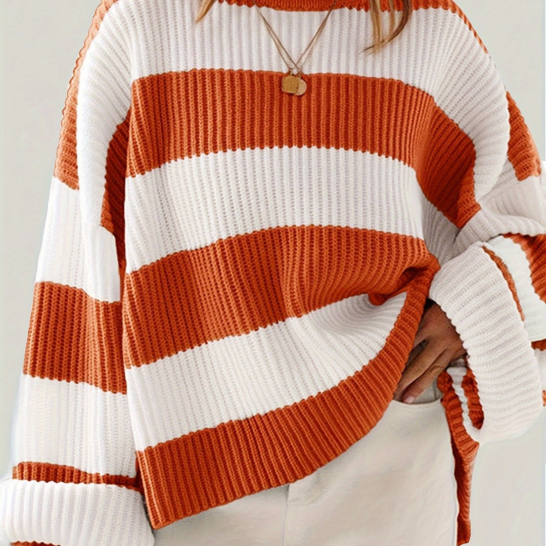 Halvine | Dame Stribet Strik Sweater Oversized - Image 13