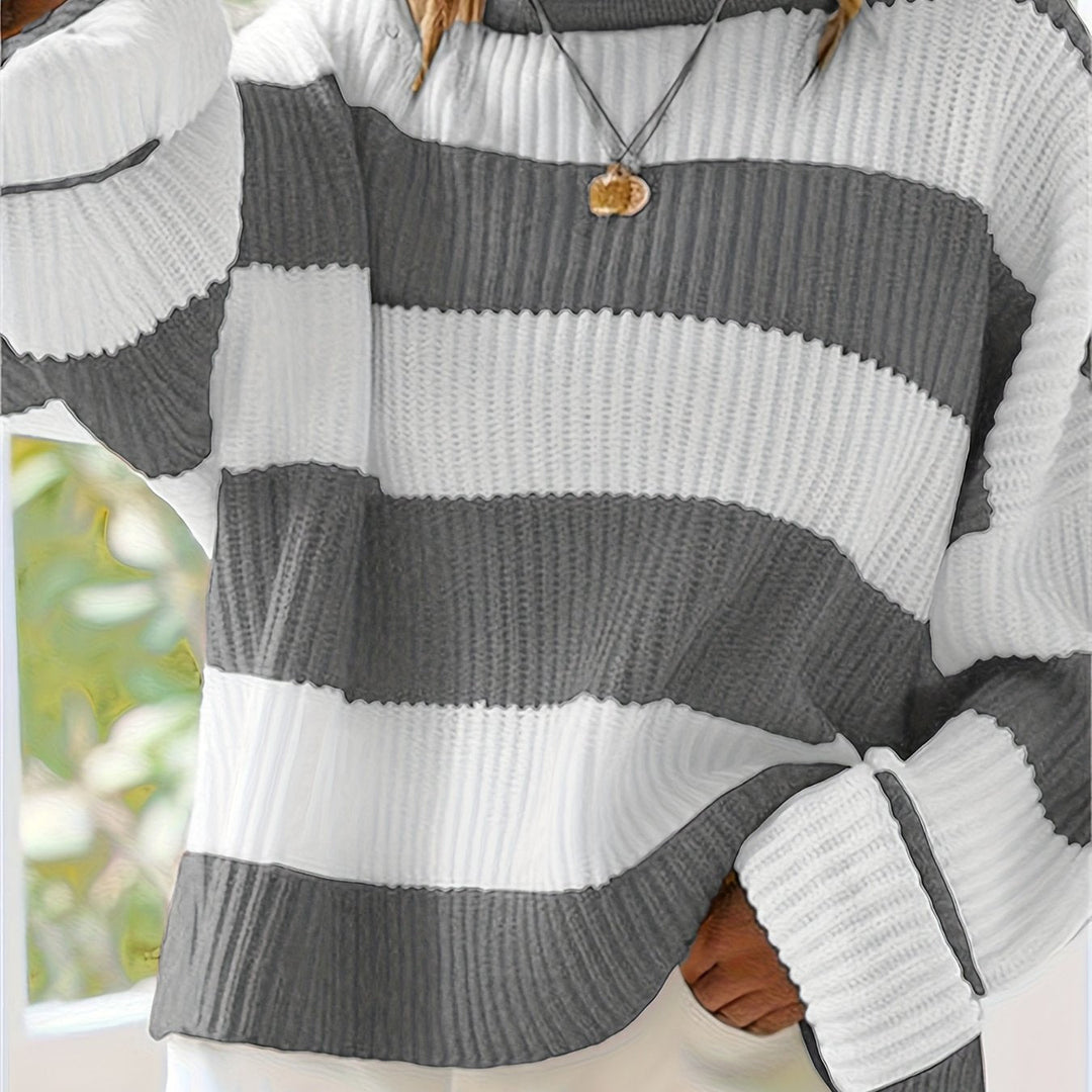 Halvine | Dame Stribet Strik Sweater Oversized - Image 15