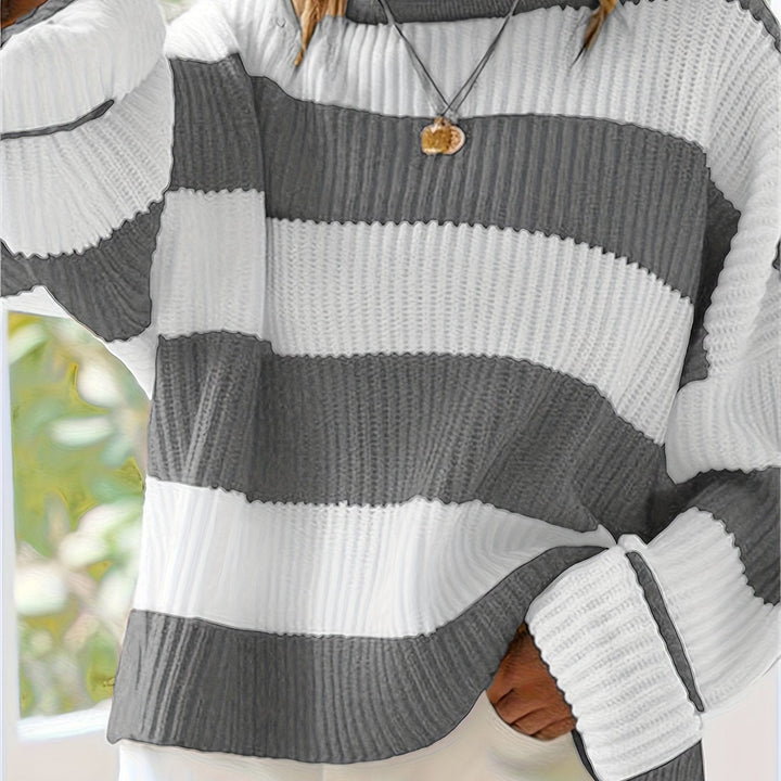 Halvine | Dame Stribet Strik Sweater Oversized - Image 15