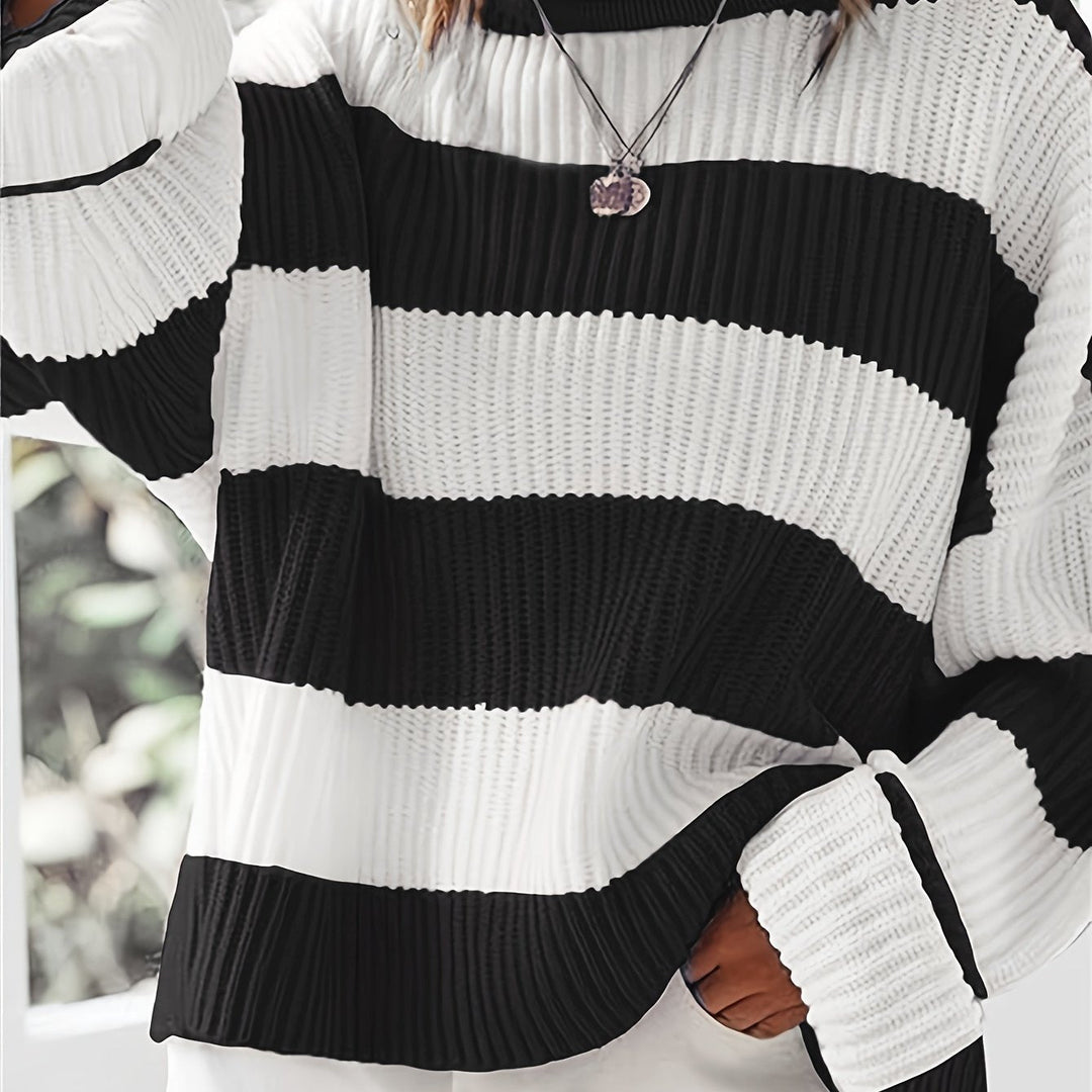 Halvine | Dame Stribet Strik Sweater Oversized - Image 16