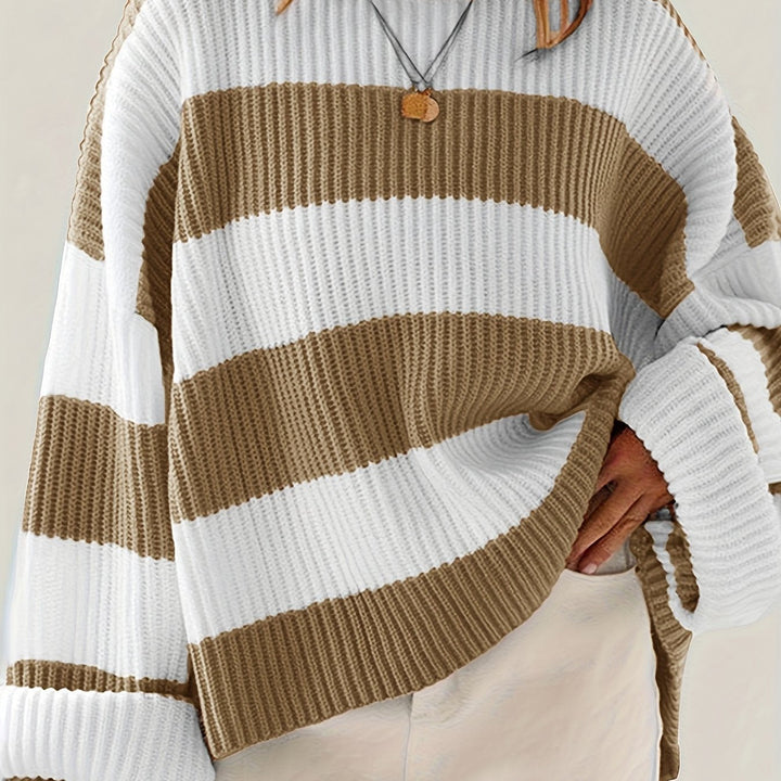 Halvine | Dame Stribet Strik Sweater Oversized - Image 18