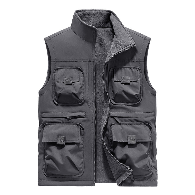 Halvorn | Herre Fleecevest med Lommer - Khaki - Image 5