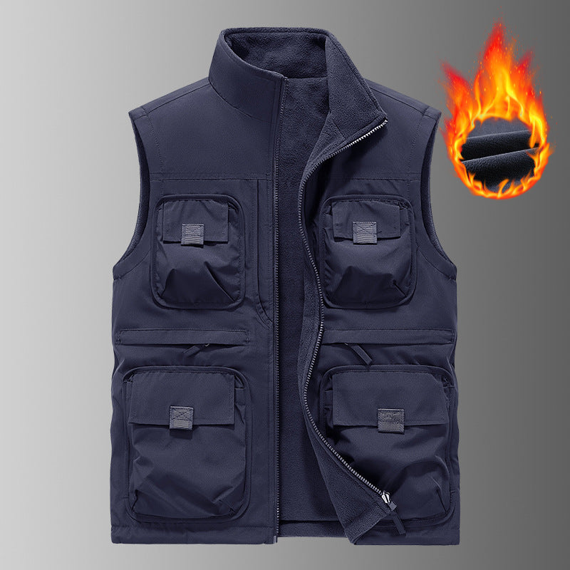 Halvorn | Herre Fleecevest med Lommer - Khaki - Image 7