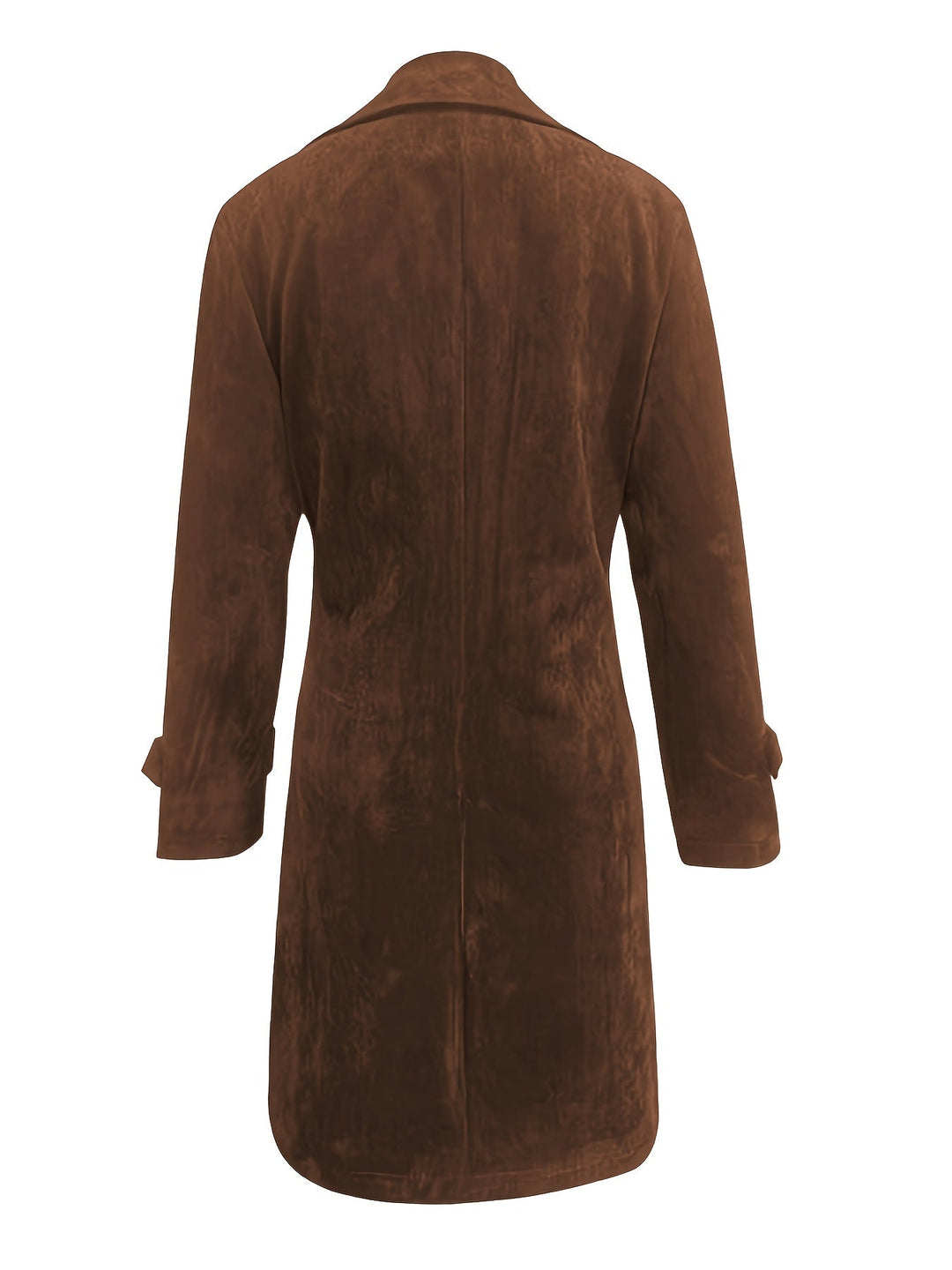 Hildur | Dame Langfrakke Brun Ruskind Trenchcoat - Dark Brown - Image 5