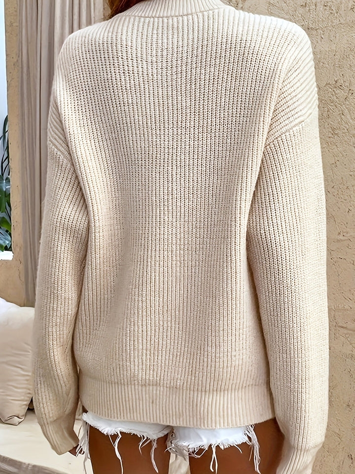 Ingrid | Dame Ribstrikket Henley Trøje - Baby Blue - Image 10